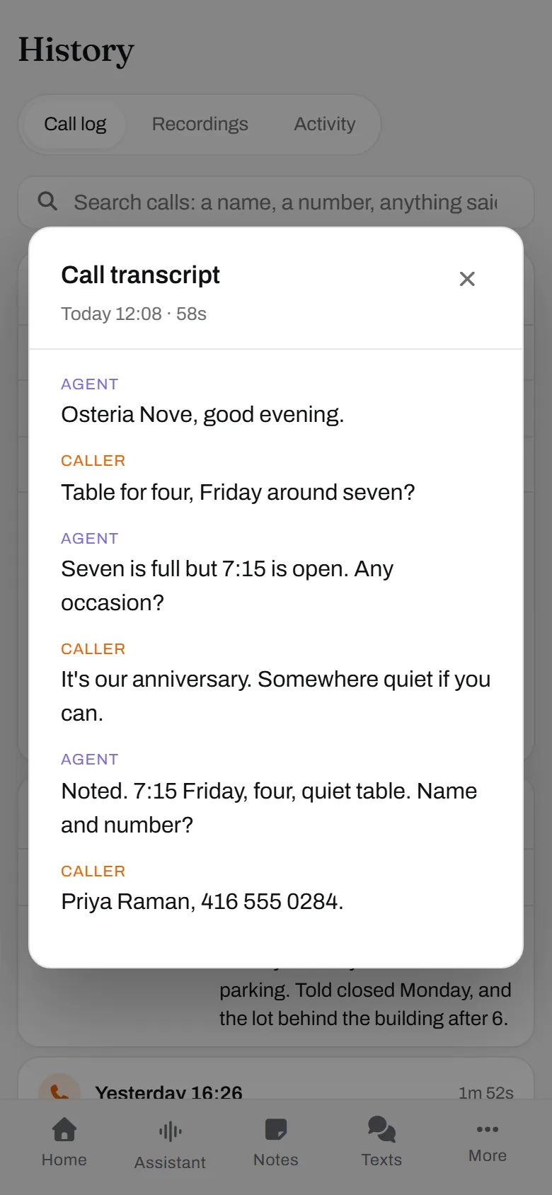 The transcript. Fifty-eight seconds, four covers, one anniversary noted.