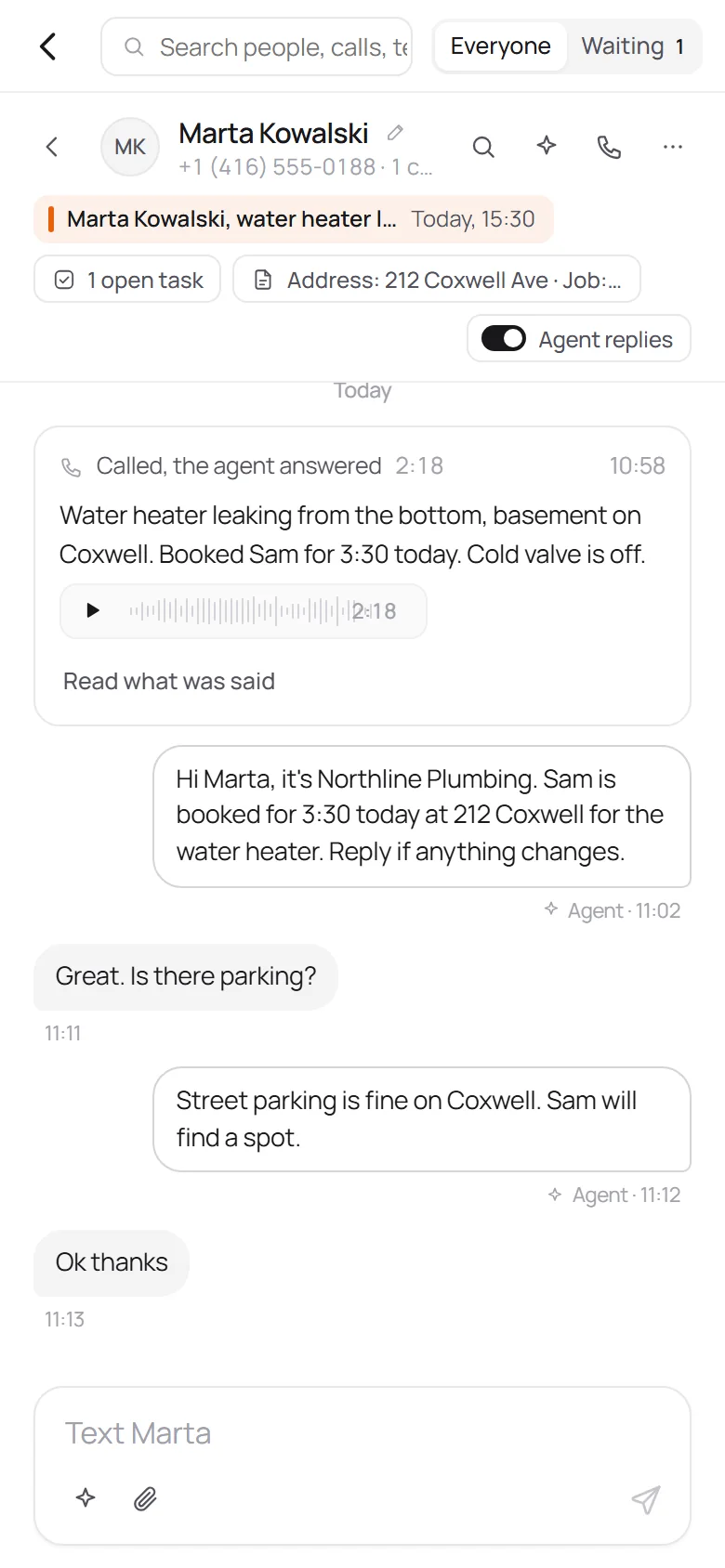 Marta's history, on your phone.
