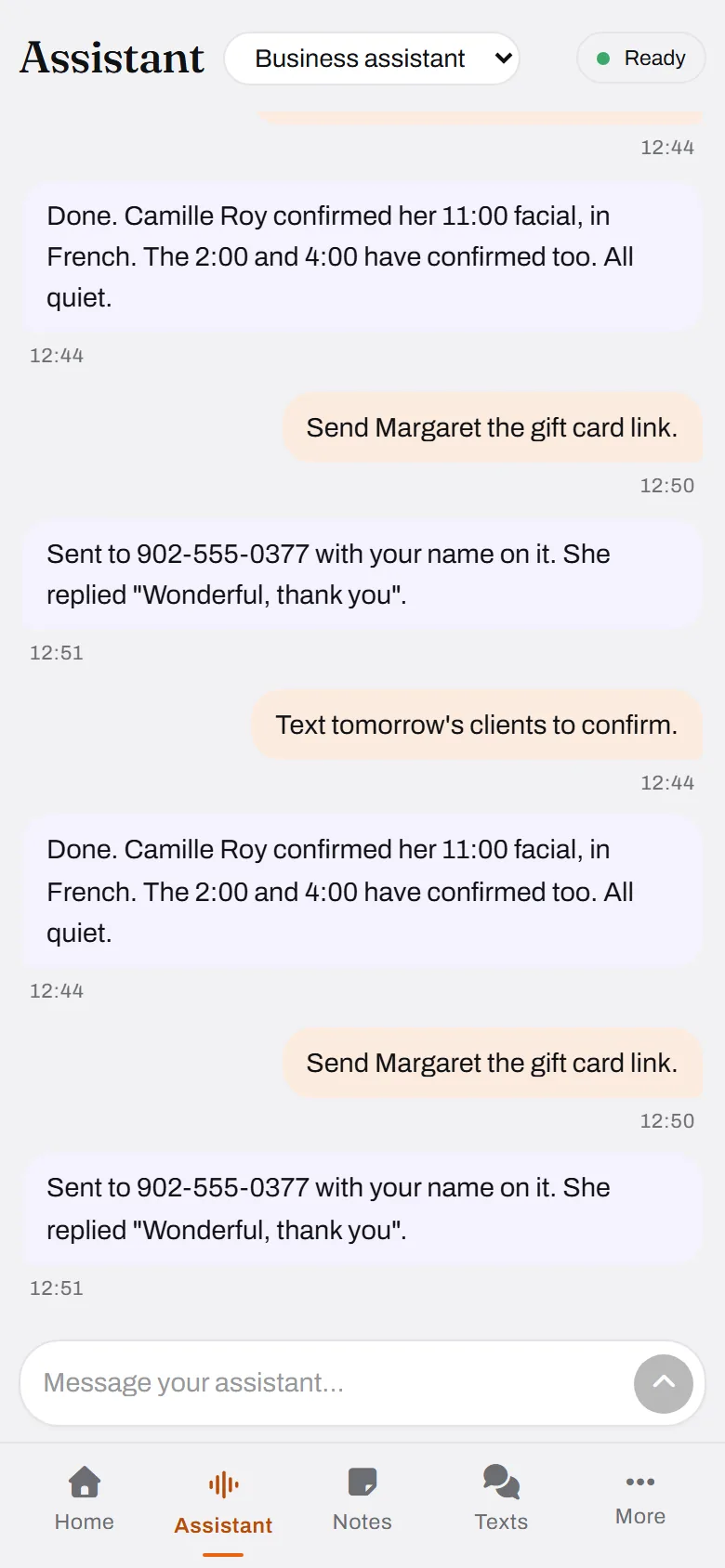 Tomorrow confirmed, in French where needed, and the gift card link on its way.