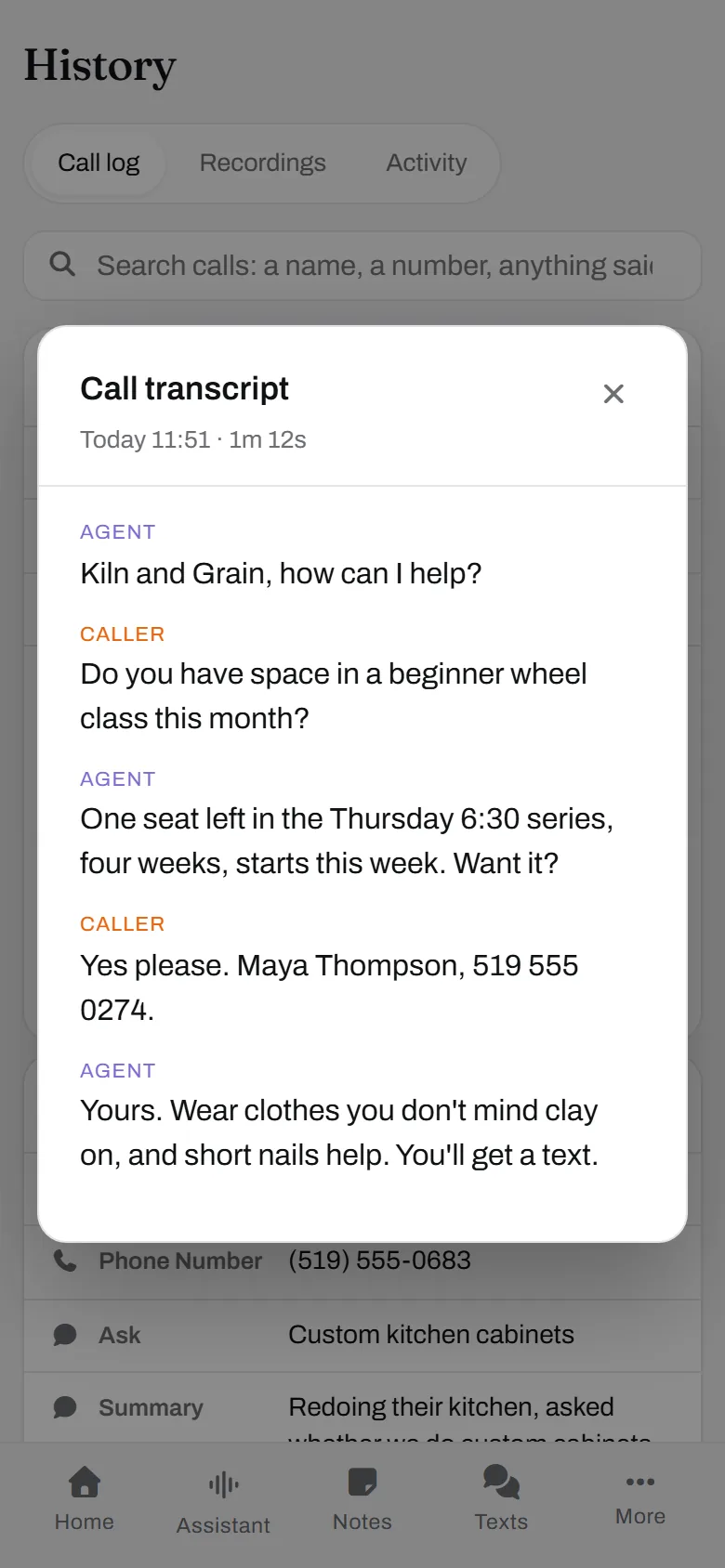 The transcript. Seventy-two seconds, one seat filled, short nails advised.